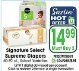 Jewel-Osco Signature Select Supreme Diapers offer