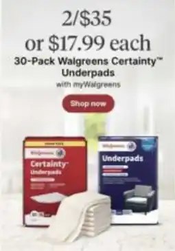 Walgreens Walgreens Certainty Underpads offer