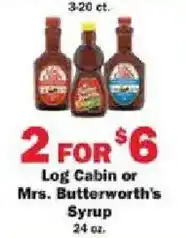 Schnucks Log Cabin or Mrs. Butterworth's Syrup offer