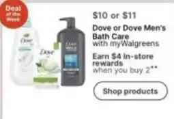Walgreens Dove or Dove Men's Bath Care offer