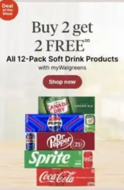 Walgreens Buy 2 get 2 free all 12-pack soft drink products offer