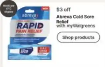 Walgreens Abreva Cold Sore Relief offer