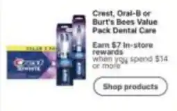 Walgreens Crest, Oral-B or Burt's Bees Value Pack Dental Care offer