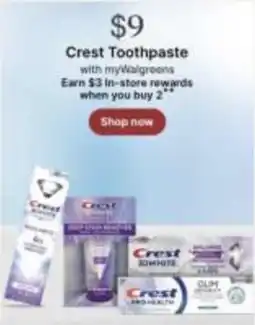 Walgreens Crest Toothpaste offer