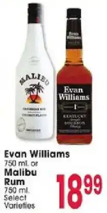 Jewel-Osco Evan Williams Rum or Malibu Rum offer