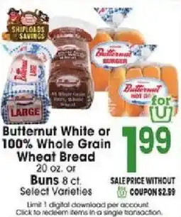 Jewel-Osco Butternut White or 100% Whole Grain Wheat Bread offer
