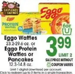 Jewel-Osco Eggo Waffles or Eggo Protein Waffles or Pancakes offer