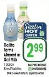 Jewel-Osco Califia Farms Almond or Oat Milk offer