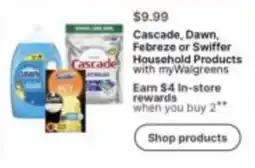 Walgreens Cascade, Dawn, Febreze or Swiffer Household Products with myWalgreens offer