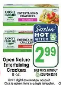 Jewel-Osco Open Nature Entertaining Crackers offer