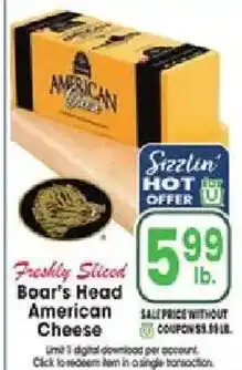 Jewel-Osco Freshly Sliced Boar's Head American Cheese offer