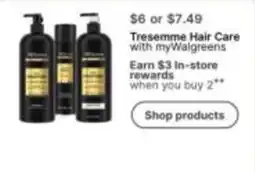Walgreens Tresemme Hair Care with myWalgreens offer
