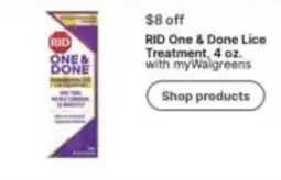 Walgreens Rid one & done lice treatment offer