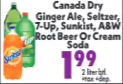 Marino's Supermarket Canada Dry Ginger Ale, Seltzer, 7-Up, Sunkist, A&W Root Beer Or Cream Soda offer