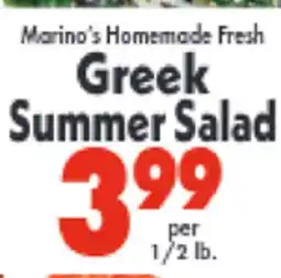 Marino's Supermarket Marino's Homemade Fresh Greek Summer Salad offer
