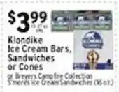Met Foodmarkets Klondike Ice Cream Bars, Sandwiches or Cones offer