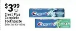 Met Foodmarkets Crest Plus Complete Toothpaste offer