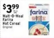 Met Foodmarkets Malt-O-Meal Farina Hot Cereal Original offer
