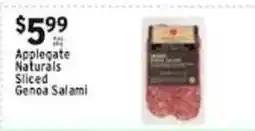 Met Foodmarkets Applegate Naturals Sliced Genoa Salami offer