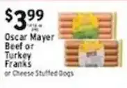 Met Foodmarkets Oscar Mayer Beef or Turkey Franks or Cheese Stuffed Dogs offer