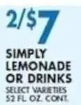 Compare Foods Simply lemonade or drinks offer