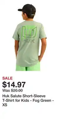 Cabela's Huk Salute Short-Sleeve T-Shirt for Kids - Fog Green - XS offer