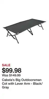 Cabela's Cabela's Big Outdoorsman Cot with Lever Arm - Black/Gray offer