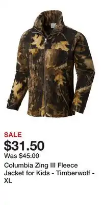 Cabela's Columbia Zing III Fleece Jacket for Kids - Timberwolf - XL offer