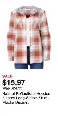 Cabela's Natural Reflections Hooded Flannel Long-Sleeve Shirt - Mocha Bisque Plaid - S offer