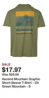 Cabela's Ascend Mountain Graphic Short-Sleeve T-Shirt - Oil Green Mountain - S offer