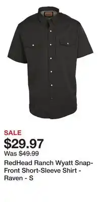 Cabela's RedHead Ranch Wyatt Snap-Front Short-Sleeve Shirt - Raven - S offer