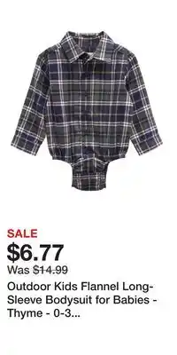 Cabela's Outdoor Kids Flannel Long-Sleeve Bodysuit for Babies - Thyme - 0-3 Months offer
