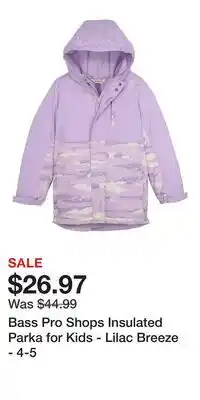Cabela's Bass Pro Shops Insulated Parka for Kids - Lilac Breeze - 4-5 offer
