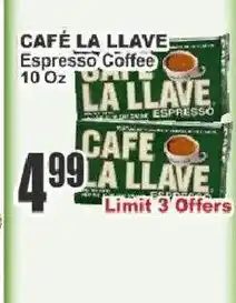 Key Food Cafe La Llave Espresso Coffee offer
