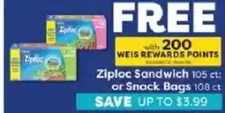 Weis Markets Ziploc Sandwich or Snack Bags offer