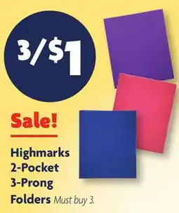 Family Dollar Highmarks 2-Pocket 3-Prong Folders offer