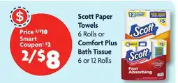 Family Dollar Scott Paper Towels 6 Rolls or Comfort Plus Bath Tissue 6 or 12 Rolls offer