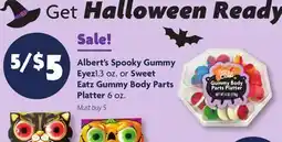 Family Dollar Albert's Spooky Gummy Eyez 1.3 oz. or Sweet Eatz Gummy Body Parts Platter 6 oz offer