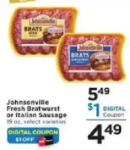 Cub Foods Johnsonville fresh bratwurst or italian sausage offer