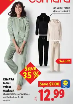 Lidl Esmara ladies' velour tracksuit offer