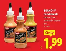 Lidl Beano's condiments offer
