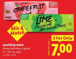 Lidl Lime or Grape Sparkling Water offer