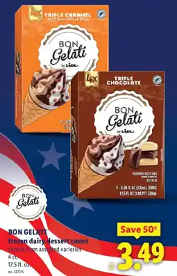 Lidl Bon Gelati frozen dairy dessert cones offer