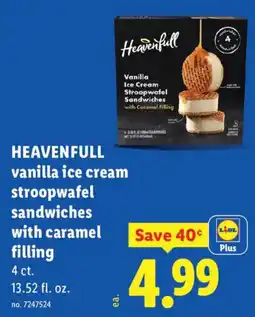 Lidl Heavenfull vanilla ice cream stroopwafel sandwiches with caramel filling offer