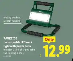 Lidl Parkside rechargeable LED work light with power bank offer