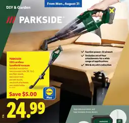 Lidl Parkside 20V cordless handheld vacuum offer