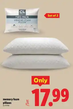 Lidl Cl comfort memory foam pillow offer