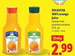 Lidl Solevita 100% orange juice offer