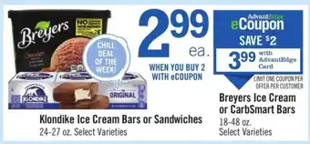 Klondike Ice Cream Bars or Sandwiches