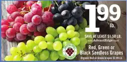 Price Chopper Red, Green or Black Seedless Grapes offer